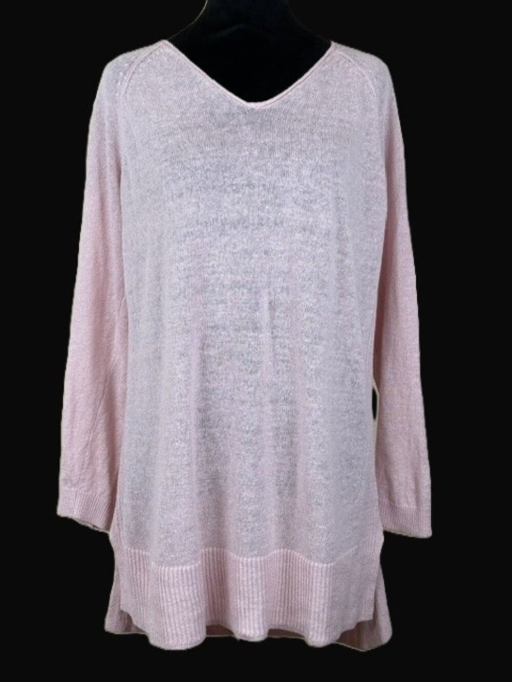 Vintage Lands' End Linen Blend Tunic Sweater Large Ballet Pink